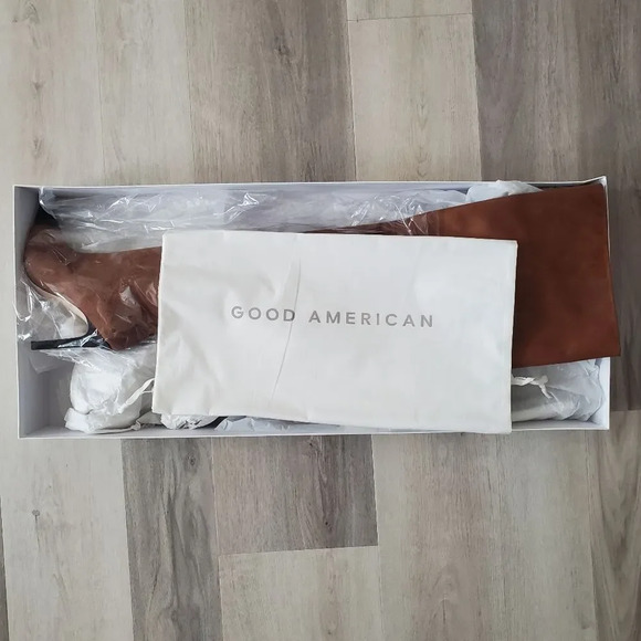 Good American Pointy Toe Over The Knee Slouch Boots Brown Roble Suede Size 5 - Picture 7 of 7